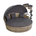 tectake Rattan Sonneninsel, widerstandsfähig, klappbares Sonnendach, variabel aufstellbar
