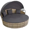 Tectake Rattan Sonneninsel Santorin Widerstandsfähig Uv Beständig  175 x 171 x 136 cm Natur