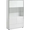 ebuy24 Kenan Vitrine 2 Türen 1 Schublade Weiß Hochglanz Lackiert