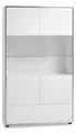 ebuy24 Kenan 2 Türen, 1 Schublade weiß Hochglanz lackiert – Vitrine – T35xH170xB100 – Beschichtete Spanplatte: FPY, MDF, HDF Oberfläche: Hochglanz Glas – skandinavisch-clean – für Wohnbereich
