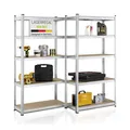 Juskys Lagerregal Basic 6er Set 180x90x40 cm - Metall Schwerlastregal, 30 Böden, 5250 kg