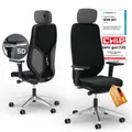 Ergotopia Bürostuhl MasterBack ergonomischer Schreibtischstuhl mit Kopfstütze, 5D Armlehnen, 3D Neigungsmechanik & Synchronmechanik, Schwarz