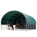 Weidezelt 6x6 m PVC Plane 2300 Newton Unterstand für Pferde Offenstall Weidehütte - für Erduntergrund - vorn offen - grün