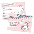 15 Einhorn-Einladungskarten für Mädchen I rosa I Kindergeburtstag Motto-Party