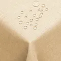 DecoHomeTextil Leinen Optik Tischdecke, Rechteckig 160 x 220 cm Champagner, wasserabweisend, fleckenabweisend, abwaschbar, Lotuseffekt, bügelfrei