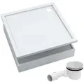 Aquabad® Duschwanne BASIC Smooth White, Quadrat, Acryl, 1-St., Duschwanne + Styroporträger + Ablaufgarnitur, 90x90 cm blau|weiß 90 cm x 17 cm x 90 cm