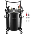 VEVOR Druckbehälter, 20 L Drucktank aus Stahl mit 2 Anschlüssen (EU/AU) für Heimgebrauch Heimwerkerarbeiten Kunstkreationen, Behälter mit großem Durchmesser & 4 Rollen