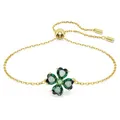 Swarovski Idyllia Armband, Vergoldetes Damenarmband mit Glücksklee-Motiv und Strahlenden Grünen Swarovski Kristallen