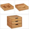 Relaxdays Schreibtisch Organizer Bambus Natur 3 Schubladen 26 cm x 30 cm x 31 cm 5 kg