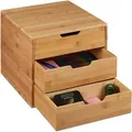 Schreibtisch Organizer, 3 Schubladen, Für Büroutensilien, Bambus Ablage, Schubladenbox, Hbt 26x30x31 Cm, Natur - Relaxdays
