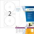 HERMA CD-Etiketten Maxi A4 Ø 116 mm weiß Papier matt blickdicht 20 St. - Weiß - Selbstklebendes Druckeretikett - A4 - Papier - Laser/Inkjet - Dauerhaft (8624)