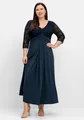 sheego Große Größen: Abendkleid mit Oberteil aus floraler Spitze, nachtblau, Gr.40-58 14840700035