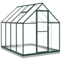 vidaXL Gewächshaus mit Fundamentrahmen, Pflanzenhaus mit Dachrinnensystem Flügeltür, Treibhaus für Pflanzen, Frühbeet, Grün Aluminimum