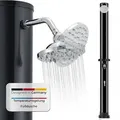Juskys Solardusche Victoria 35 Liter - 217 cm - bis 60°C – mit schwenkbarem Duschkopf, Fußdusche & Gartenschlauch Anschluss Gartendusche Außen... - Schwarz