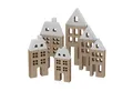 BOLTZE Weihnachtshaus 6 x Dekohaus Towny Holz Höhe 15-23,5 cm Natur Holzhaus Häuschen