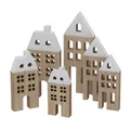 6 x Dekohaus Towny Holz Höhe 15-23,5 cm Natur Holzhaus Häuschen