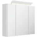 Spiegelschrank 75cm inkl. Design LED-Lampe und Glasböden weiss hochglanz