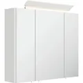 Posseik Spiegelschrank inkl. Design LED-Lampe u. Glasböden 75 cm Weiß Hochglanz