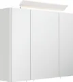 Badezimmer Spiegelschrank 3-türig LED-Lampe 75 cm Weiß Hochglanz
