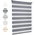 Sekey Doppelrollo Klemmfix ohne Bohren für Fenster Blickdicht 25x100cm Dunkelgrau