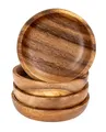 levandeo 4er Set Runde Teller Akazie Ø10cm Holzteller Snackteller Akazienholz Handgefertigt Dekoteller Deko Unikat Tischdeko Ablage