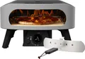 Cozze® Gas-Pizzaofen Classic 13, mit Thermometer, inkl. Pizzastein, Backtemperatur bis 450°C, tragbar, Grillfläche 34 x 34 cm, Gerätemaße 29.5 x 50 x 50 cm, Stahl / Cordierit, grau / schwarz"