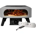 Cozze® Gas-Pizzaofen Classic 13, mit Thermometer, inkl. Pizzastein, Backtemperatur bis 450°C, tragbar, Grillfläche 34 x 34 cm, Gerätemaße 29.5... - Grau/Schwarz