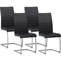 Albatros Freischwinger Stühle 4er Set MURANO, Schwarz - Esszimmerstuhl Schwingstuhl, modernes Design, Kunstleder-Bezug, dicke Polsterung-Küchenst... - Schwarz