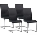 Albatros - Freischwinger Stühle 4er Set Murano, Schwarz - Esszimmerstuhl Schwingstuhl, Modernes Design, Kunstleder-bezug, Dicke Polsterung-küchenstuhl, Polsterstuhl, Stuhl Esszimmer Esstisch