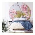 K&L Wall Art Fototapete Fototapete Kirschbaum Blüte Rosa Vliestapete Rund Schlafzimmer Tapete, Kirschblüten Tapete rosa 2.36 m x 2.36 m