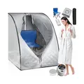tectake Mobile Dampfsauna, 2 Liter Dampfgenerator mit 1000 W, Stecksystem, mit Aufbewahrungsfach, inkl. Fernbedienung, Matte, Klappstuhl und Tragetasche