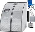tectake® Mobile Dampfsauna ThermaLuxe II 2 Liter Dampfgenerator mit 1000 W inkl. Fernbedienung, Matte, Klappstuhl und Tragetasche
