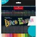 FABER-CASTELL 116450 - Buntstifte Blackwood, Black Edition, 50er Etui, leuchtende Farben mit weichem Abstrich, schwarzes Holz
