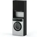 Stehender Badezimmerschrank, Schwarz, 64 Cm, Waschmaschinenschrank, Badezimmersockel