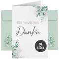 30 Dankeskarten inkl. Umschläge für Hochzeit, Standesamt, Geburtstag, Baby, Kommunion, Jugendweihe, Taufe | Karte Danke | Klappkarte DIN A6 (Eucalyptus 30 Stück)