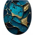 Sanilo Wc-Sitz, Blau, Holzwerkstoff, Marmor Optik, Oval, 38x5.5x47 cm, Badezimmer, WC Ausstattung, WC Sitze