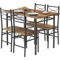 WOLTU Esstisch mit 4 Stühlen, Essgruppe Set für 4 Personen, mit Metallgestell, MDF : Vintagebraun Farbe: Vintagebraun - Schwarz/Weiß/Silber