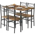 Woltu Tischgruppe, Dunkelbraun, Metall, Rechteckig, Flachrohr, 110x76x70 cm, Esszimmer, Bänke, Tisch- & Eckbankgruppen