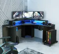Eck Computertisch TEZAUR 222B Gaming Tisch LED Beleuchtung von Forte