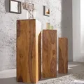 riess-ambiente Design Deko Säule 3er Set MAKASSAR 80cm braun Sheesham stone finish