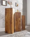 Massive Design Dekosäule Makassar 3er Set Sheesham Beistelltisch Tisch natur