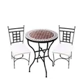 Marrakesch Orient & Mediterran Interior Gartentisch Bistro Set mediterran Marrakesch Bordaux Weiss Athen (2-St), Handarbeit