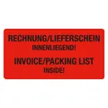 Eichner 250 Warnetiketten rot "Rechnung/Lieferschein innenliegend!" 100,0 x 50,0 mm (9220-00081-007)