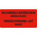 EICHNER Warnetiketten rot "Rechnung/Lieferschein innenliegend!" 100,0 x 50,0 mm, 250 Etiketten