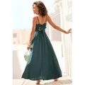 LASCANA Maxikleid Cut-Out am Rücken aus leichter Webware Elegantes Sommerkleid, Spaghettikleid, Viskosekleid, festlich grün 34