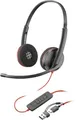 HP Poly Blackwire C3220 Over Ear Headset kabelgebunden Stereo Schwarz Headset, Lautstärkeregelung, Mikrofon-Stummschaltung