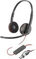 Poly Blackwire 3220 Stereo Headset USB-C-Anschluss mit USB-A Adapter