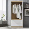 Kleiderschrank ’Bastheim’ mit 2 Türen, 1 Stange, 2 Schubladen Eichenoptik / Weiß