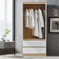[en.casa] - Kleiderschrank Bastheim 176x80x52 Cm 2 Schubladen
