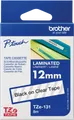 P-TOUCH TZE131 - laminiertes Schriftband, schwarz auf transparent, 12 mm